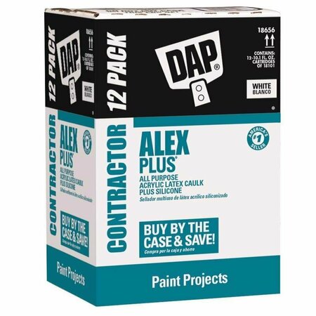 DAP 10.1 oz. White Alex Plus Caulk Contractor, 12PK 18656